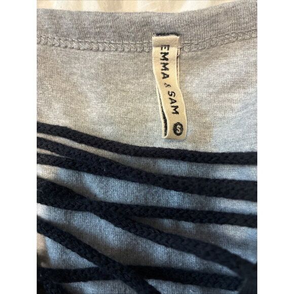 Emma Sam Gray Black Lace Up Oversized Short Sleeve Top T Shirt Cotton Small $108 - Picture 4 of 5